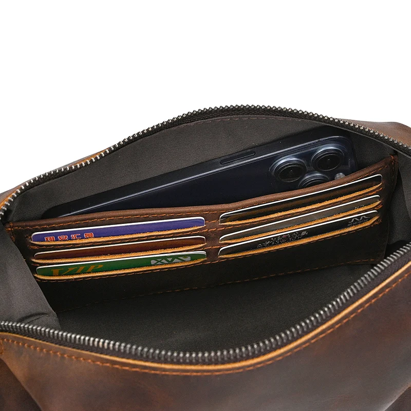 Fashion High Quality Small Travel Bag Crazy Horse Leather Travel Wallet Storage Bag Washing Make Up Bag For Travel toiletry bag