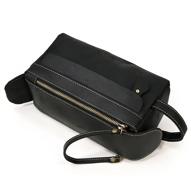 Fashion High Quality Small Travel Bag Crazy Horse Leather Travel Wallet Storage Bag Washing Make Up Bag For Travel toiletry bag