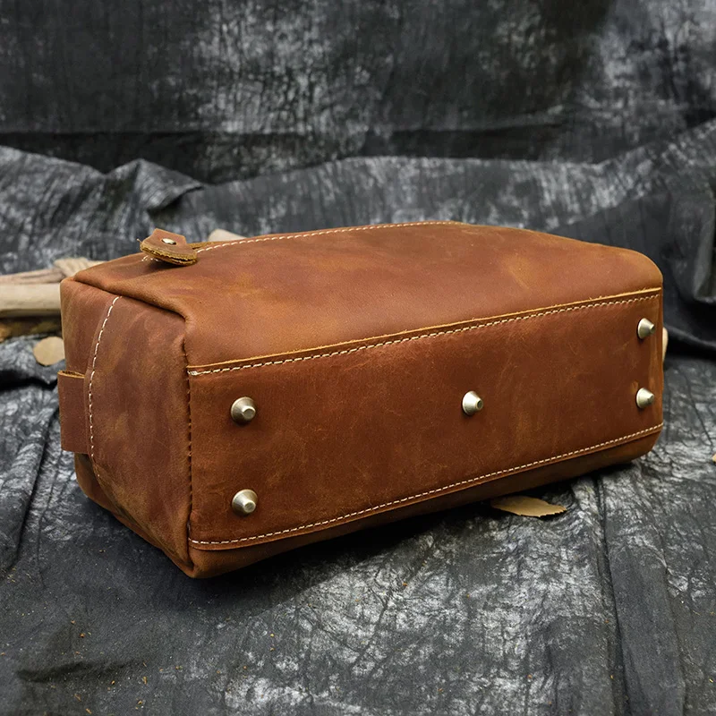 Fashion High Quality Small Travel Bag Crazy Horse Leather Travel Wallet Storage Bag Washing Make Up Bag For Travel toiletry bag