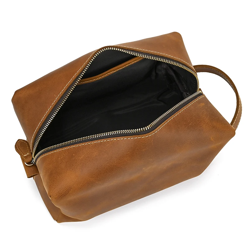 Fashion High Quality Small Travel Bag Crazy Horse Leather Travel Wallet Storage Bag Washing Make Up Bag For Travel toiletry bag