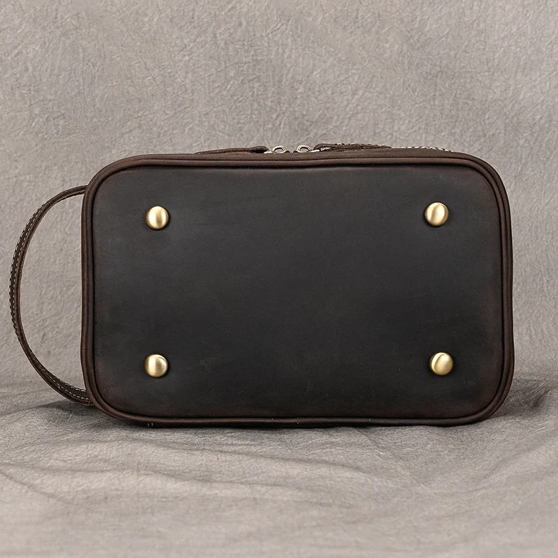 Fashion High Quality Small Travel Bag Crazy Horse Leather Travel Wallet Storage Bag Washing Make Up Bag For Travel toiletry bag