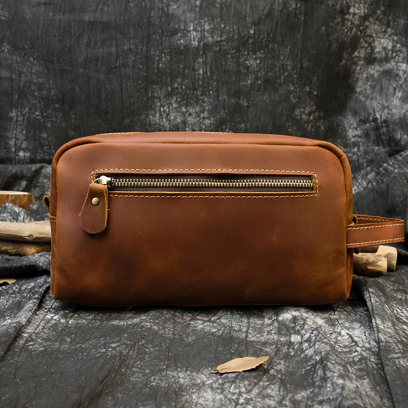 Fashion High Quality Small Travel Bag Crazy Horse Leather Travel Wallet Storage Bag Washing Make Up Bag For Travel toiletry bag