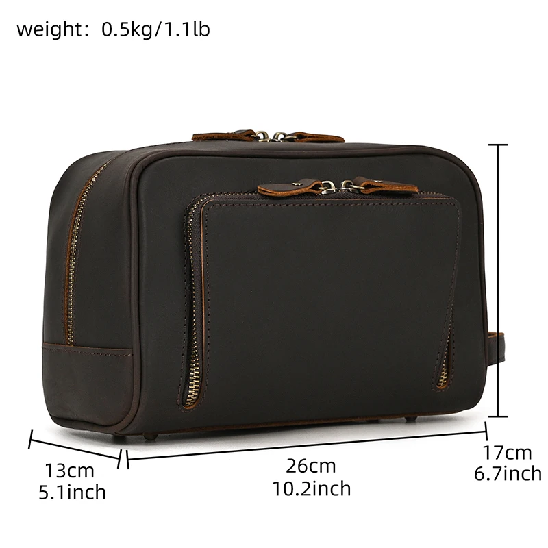 Fashion High Quality Small Travel Bag Crazy Horse Leather Travel Wallet Storage Bag Washing Make Up Bag For Travel toiletry bag