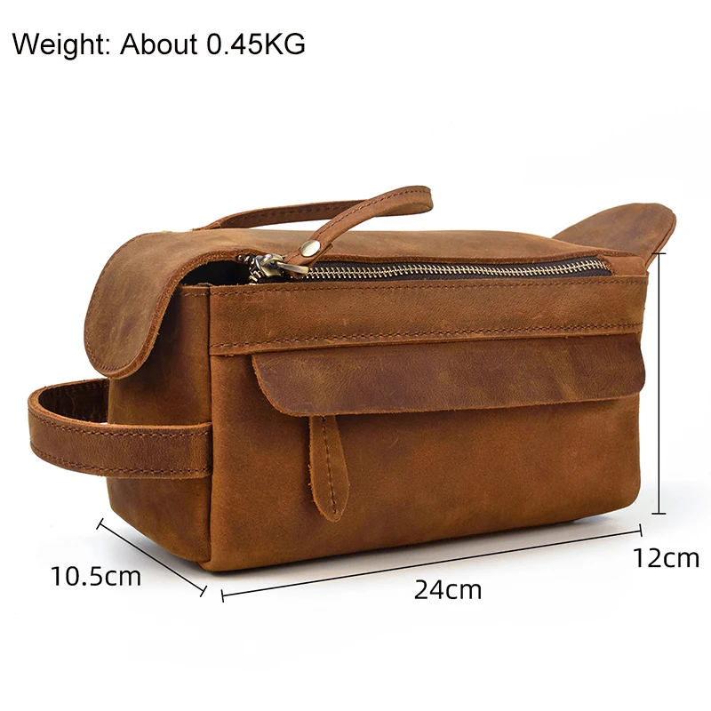 Fashion High Quality Small Travel Bag Crazy Horse Leather Travel Wallet Storage Bag Washing Make Up Bag For Travel toiletry bag