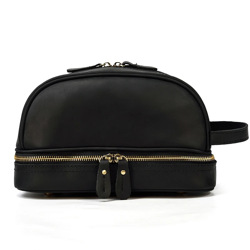Fashion High Quality Small Travel Bag Crazy Horse Leather Travel Wallet Storage Bag Washing Make Up Bag For Travel toiletry bag