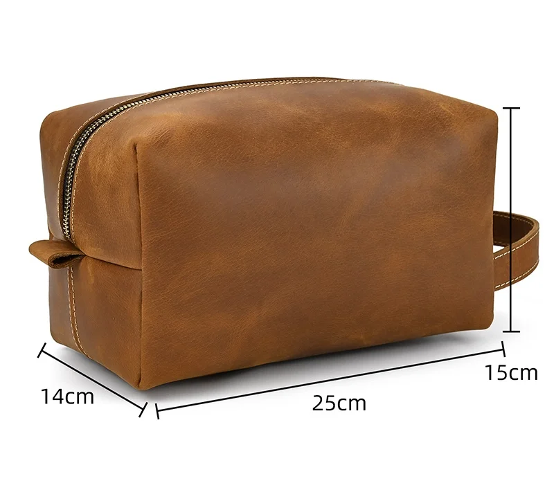 Fashion High Quality Small Travel Bag Crazy Horse Leather Travel Wallet Storage Bag Washing Make Up Bag For Travel toiletry bag