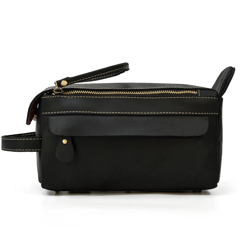 Fashion High Quality Small Travel Bag Crazy Horse Leather Travel Wallet Storage Bag Washing Make Up Bag For Travel toiletry bag