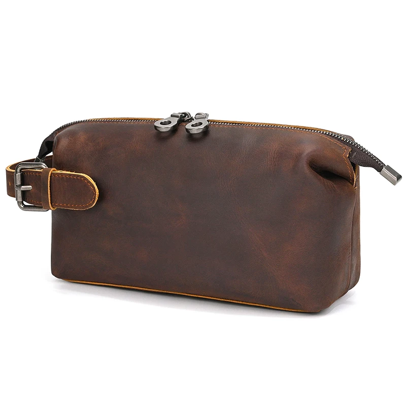 Fashion High Quality Small Travel Bag Crazy Horse Leather Travel Wallet Storage Bag Washing Make Up Bag For Travel toiletry bag