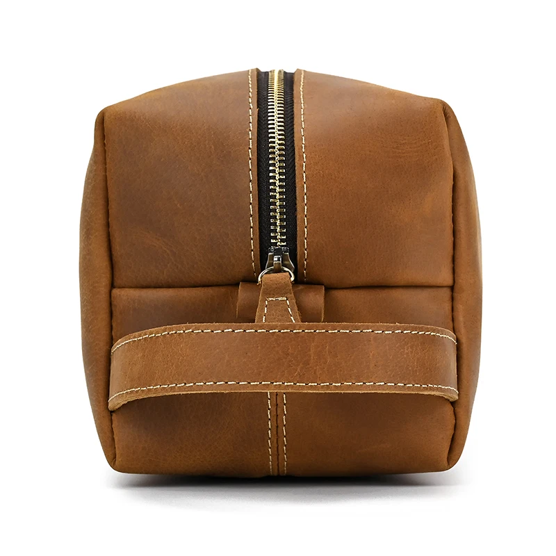 Fashion High Quality Small Travel Bag Crazy Horse Leather Travel Wallet Storage Bag Washing Make Up Bag For Travel toiletry bag