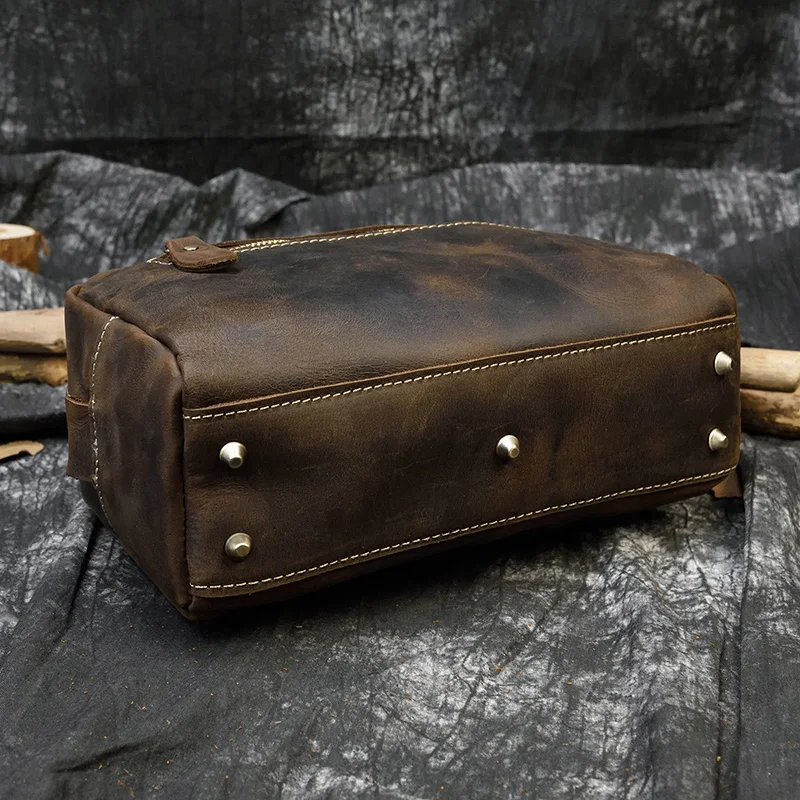 Fashion High Quality Small Travel Bag Crazy Horse Leather Travel Wallet Storage Bag Washing Make Up Bag For Travel toiletry bag