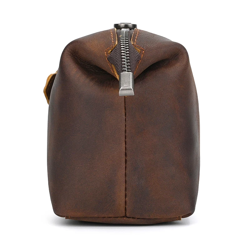 Fashion High Quality Small Travel Bag Crazy Horse Leather Travel Wallet Storage Bag Washing Make Up Bag For Travel toiletry bag