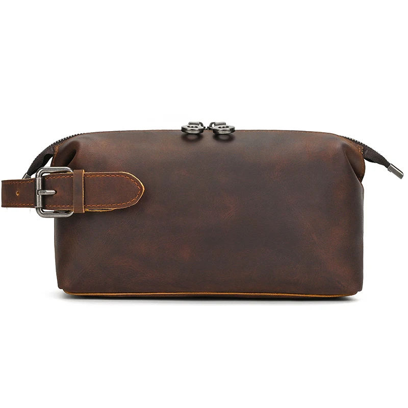 Fashion High Quality Small Travel Bag Crazy Horse Leather Travel Wallet Storage Bag Washing Make Up Bag For Travel toiletry bag