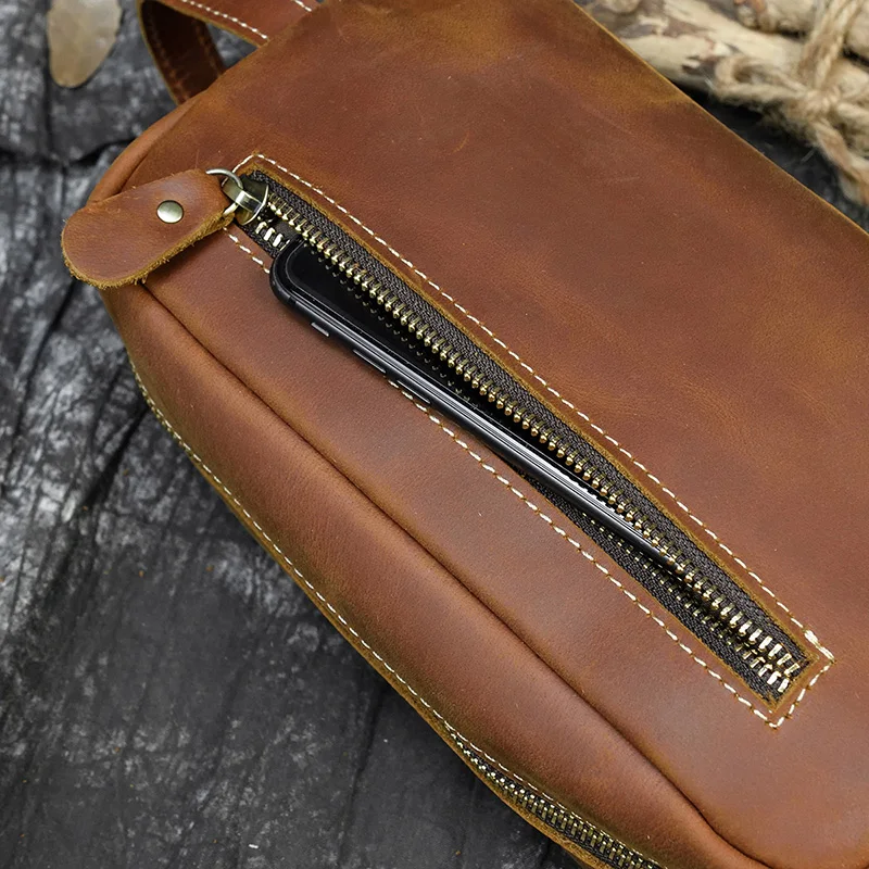 Fashion High Quality Small Travel Bag Crazy Horse Leather Travel Wallet Storage Bag Washing Make Up Bag For Travel toiletry bag