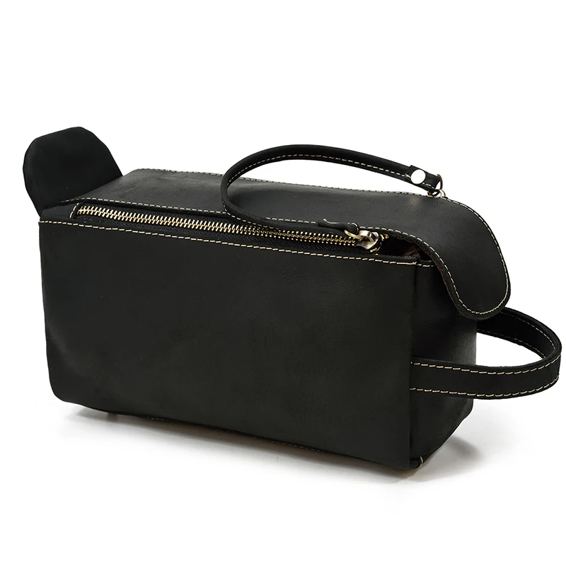Fashion High Quality Small Travel Bag Crazy Horse Leather Travel Wallet Storage Bag Washing Make Up Bag For Travel toiletry bag