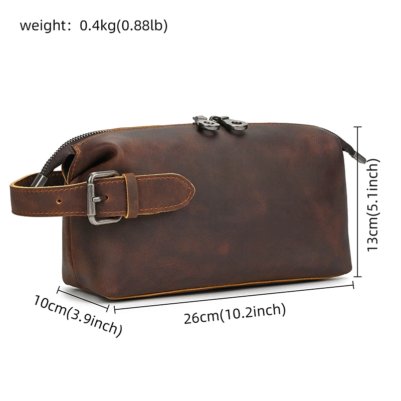 Fashion High Quality Small Travel Bag Crazy Horse Leather Travel Wallet Storage Bag Washing Make Up Bag For Travel toiletry bag