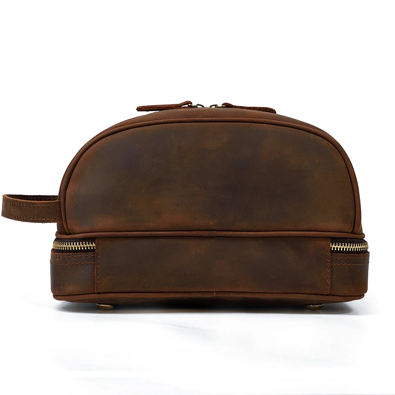 Fashion High Quality Small Travel Bag Crazy Horse Leather Travel Wallet Storage Bag Washing Make Up Bag For Travel toiletry bag