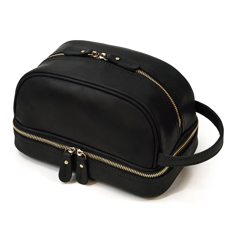 Fashion High Quality Small Travel Bag Crazy Horse Leather Travel Wallet Storage Bag Washing Make Up Bag For Travel toiletry bag
