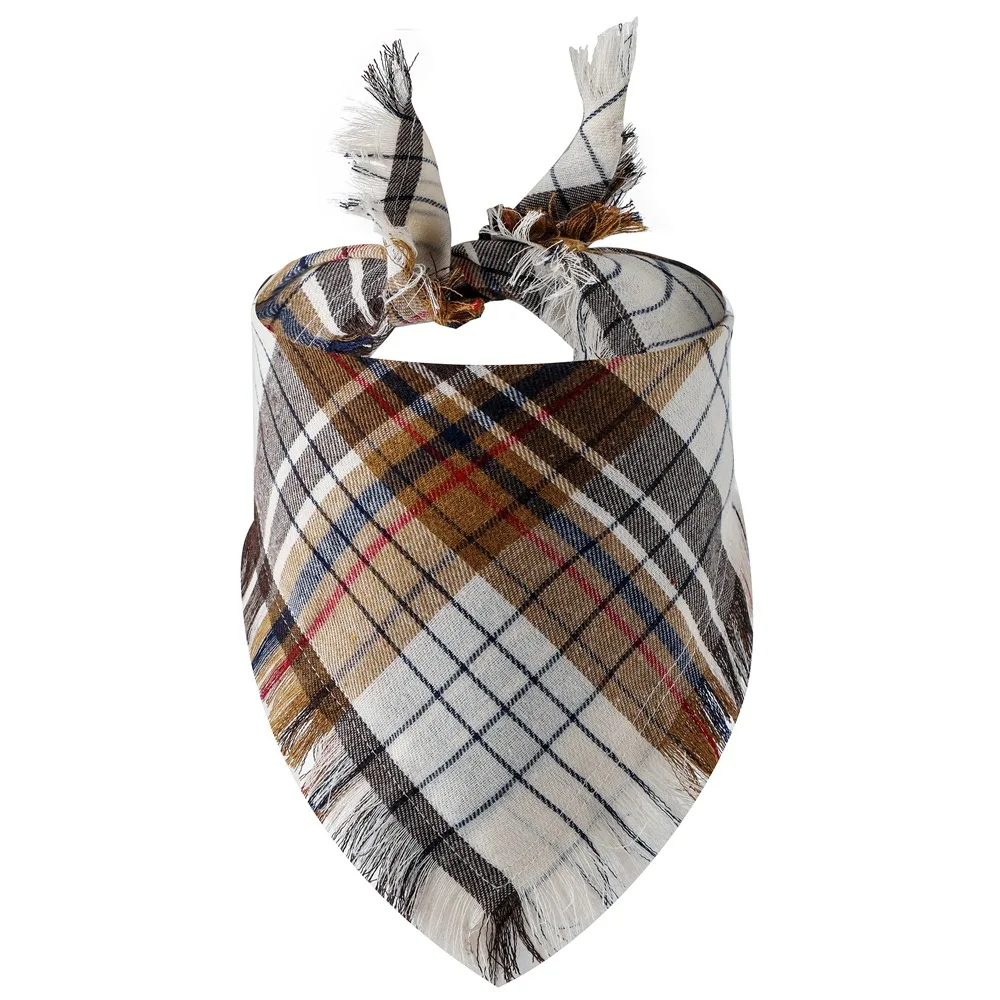 Plaid Tassel Dog Bandana Pet Dog Triangle Scarf Collar Dog Accessories for Large Dogs