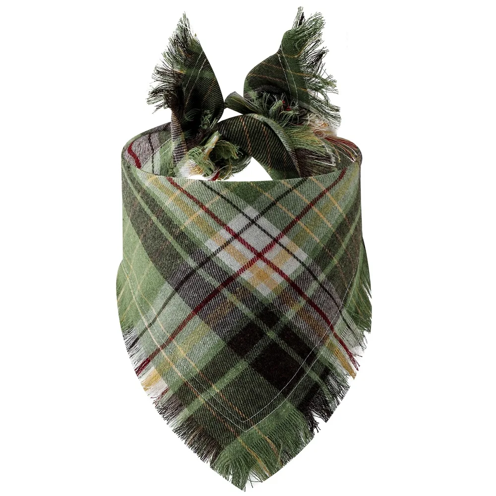 Plaid Tassel Dog Bandana Pet Dog Triangle Scarf Collar Dog Accessories for Large Dogs