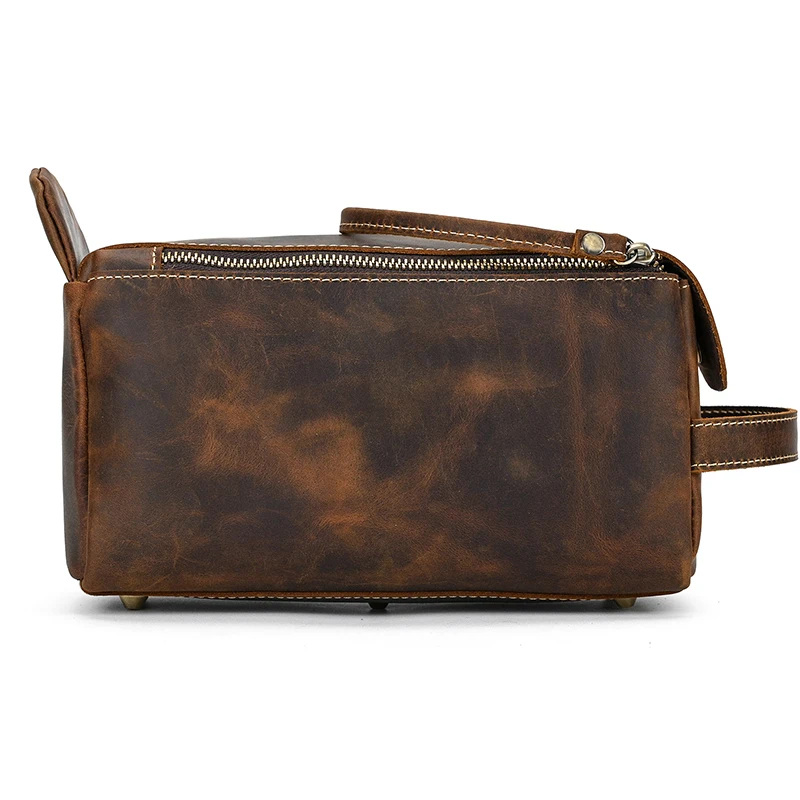 Genuine Leather Clutch Purse Make Up Toiletry Bags Women Man Crazy Horse Leather Cowhide Driver Purse Cosmetic Bag Wash Bags