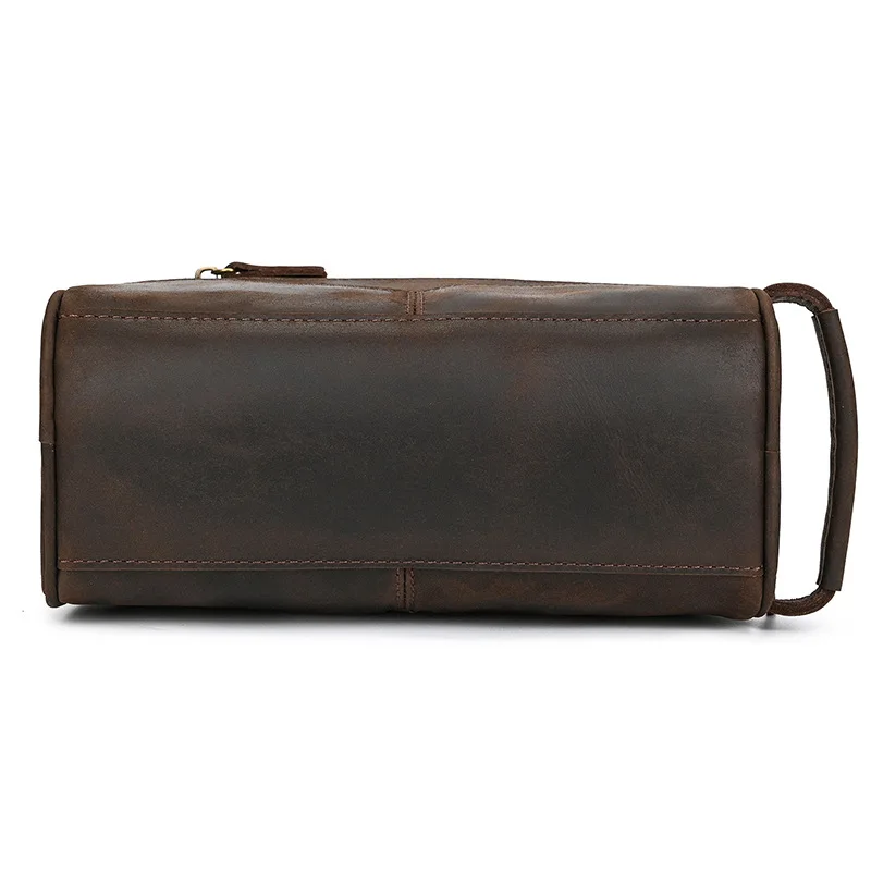 Genuine Leather Clutch Purse Make Up Toiletry Bags Women Man Crazy Horse Leather Cowhide Driver Purse Cosmetic Bag Wash Bags
