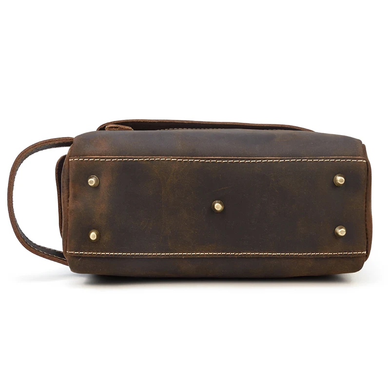 Genuine Leather Clutch Purse Make Up Toiletry Bags Women Man Crazy Horse Leather Cowhide Driver Purse Cosmetic Bag Wash Bags