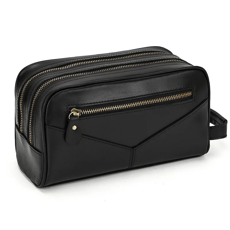 Genuine Leather Clutch Purse Make Up Toiletry Bags Women Man Crazy Horse Leather Cowhide Driver Purse Cosmetic Bag Wash Bags