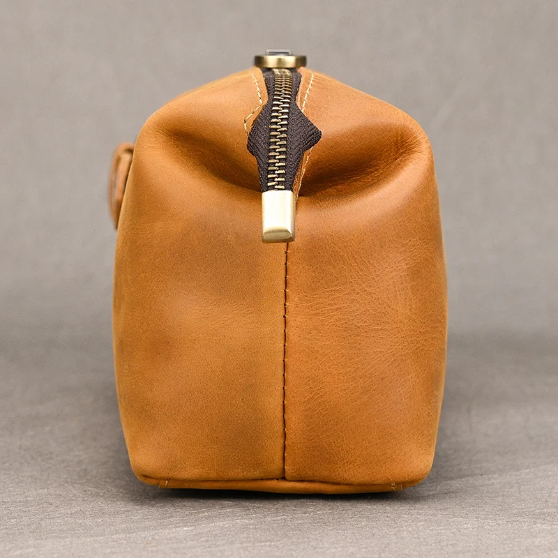 Genuine Leather Clutch Purse Make Up Toiletry Bags Women Man Crazy Horse Leather Cowhide Driver Purse Cosmetic Bag Wash Bags