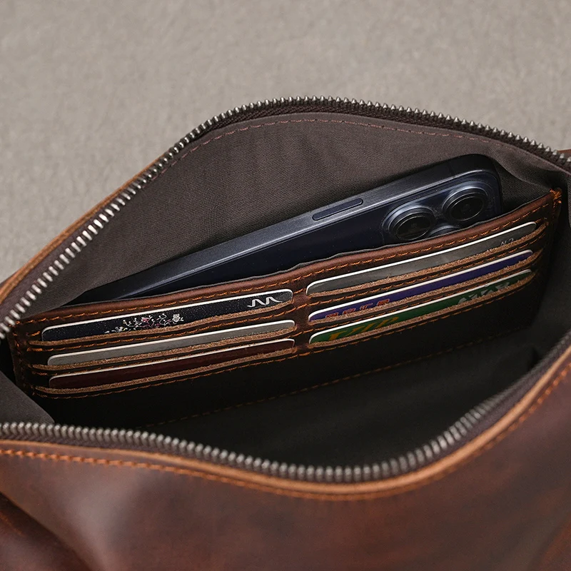 Genuine Leather Clutch Purse Make Up Toiletry Bags Women Man Crazy Horse Leather Cowhide Driver Purse Cosmetic Bag Wash Bags