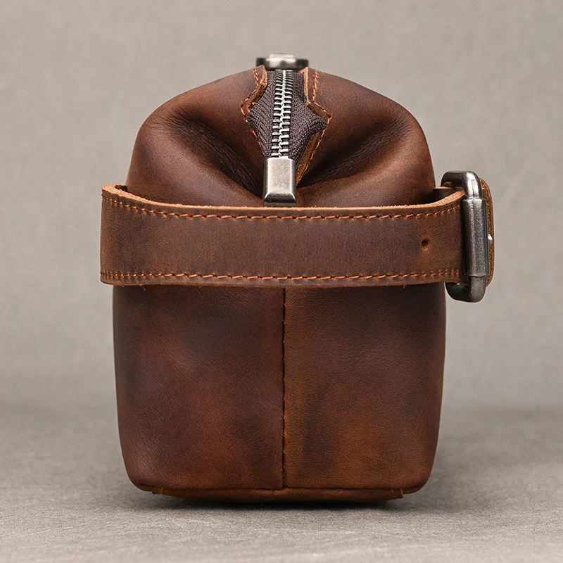 Genuine Leather Clutch Purse Make Up Toiletry Bags Women Man Crazy Horse Leather Cowhide Driver Purse Cosmetic Bag Wash Bags