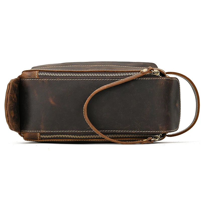 Genuine Leather Clutch Purse Make Up Toiletry Bags Women Man Crazy Horse Leather Cowhide Driver Purse Cosmetic Bag Wash Bags