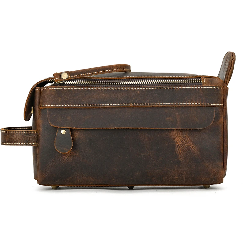 Genuine Leather Clutch Purse Make Up Toiletry Bags Women Man Crazy Horse Leather Cowhide Driver Purse Cosmetic Bag Wash Bags