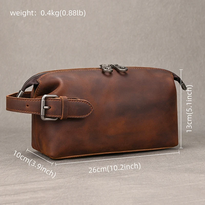 Genuine Leather Clutch Purse Make Up Toiletry Bags Women Man Crazy Horse Leather Cowhide Driver Purse Cosmetic Bag Wash Bags