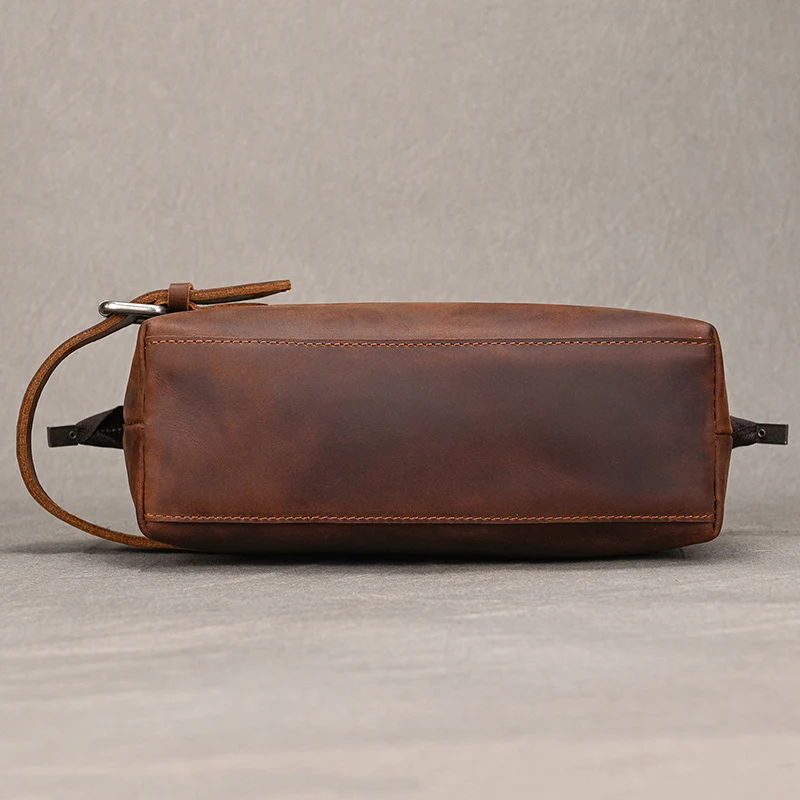 Genuine Leather Clutch Purse Make Up Toiletry Bags Women Man Crazy Horse Leather Cowhide Driver Purse Cosmetic Bag Wash Bags