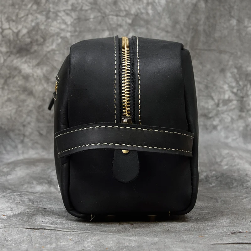 Genuine Leather Clutch Purse Make Up Toiletry Bags Women Man Crazy Horse Leather Cowhide Driver Purse Cosmetic Bag Wash Bags
