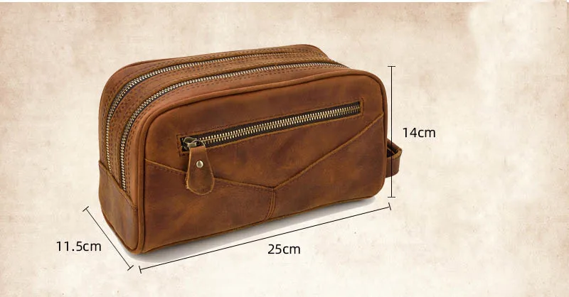 Genuine Leather Clutch Purse Make Up Toiletry Bags Women Man Crazy Horse Leather Cowhide Driver Purse Cosmetic Bag Wash Bags