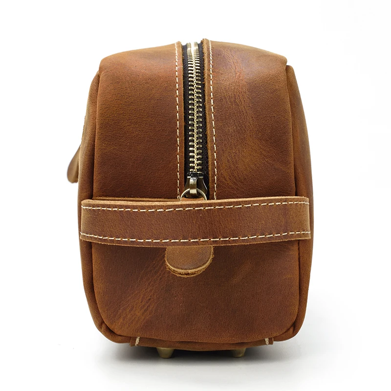 Genuine Leather Clutch Purse Make Up Toiletry Bags Women Man Crazy Horse Leather Cowhide Driver Purse Cosmetic Bag Wash Bags