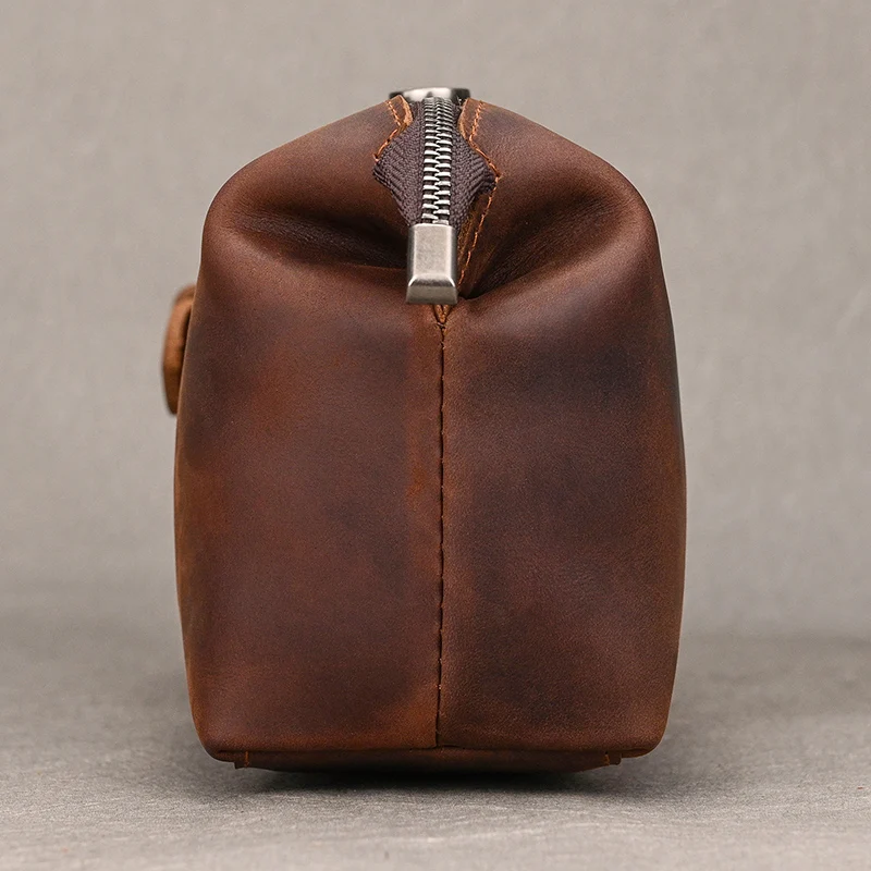 Genuine Leather Clutch Purse Make Up Toiletry Bags Women Man Crazy Horse Leather Cowhide Driver Purse Cosmetic Bag Wash Bags
