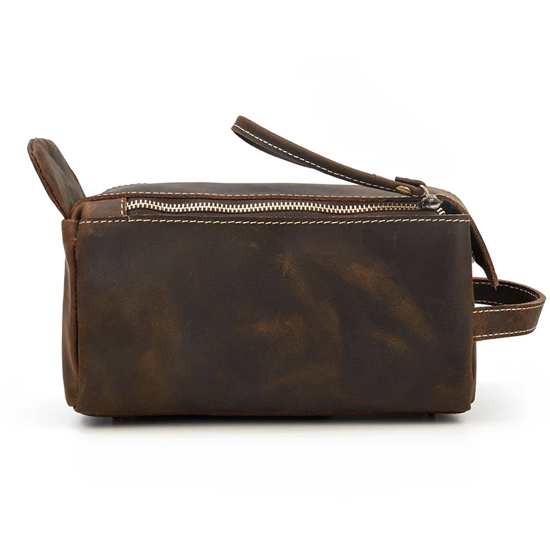 Genuine Leather Clutch Purse Make Up Toiletry Bags Women Man Crazy Horse Leather Cowhide Driver Purse Cosmetic Bag Wash Bags
