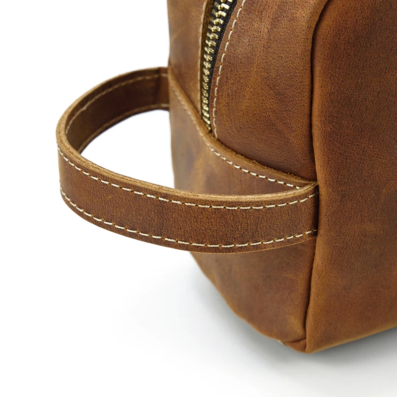 Genuine Leather Clutch Purse Make Up Toiletry Bags Women Man Crazy Horse Leather Cowhide Driver Purse Cosmetic Bag Wash Bags