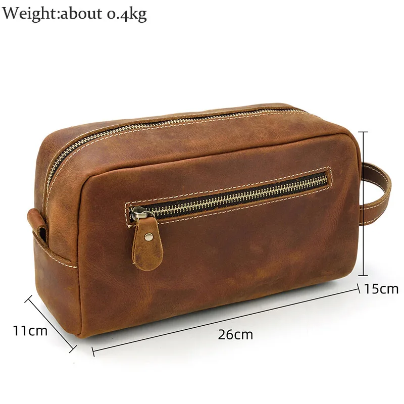 Genuine Leather Clutch Purse Make Up Toiletry Bags Women Man Crazy Horse Leather Cowhide Driver Purse Cosmetic Bag Wash Bags
