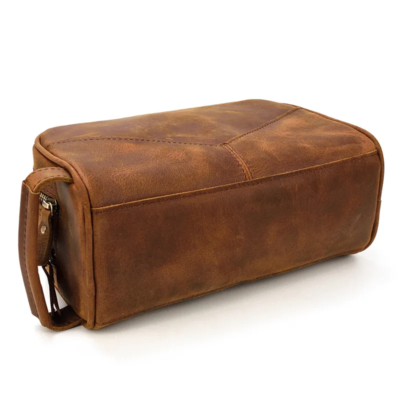 Genuine Leather Clutch Purse Make Up Toiletry Bags Women Man Crazy Horse Leather Cowhide Driver Purse Cosmetic Bag Wash Bags