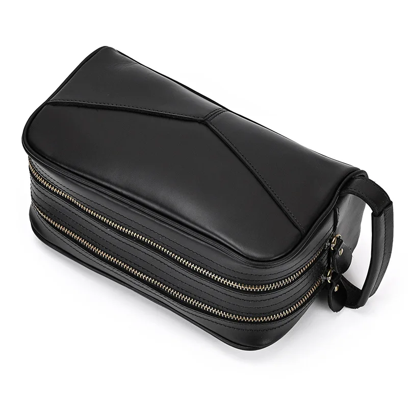 Genuine Leather Clutch Purse Make Up Toiletry Bags Women Man Crazy Horse Leather Cowhide Driver Purse Cosmetic Bag Wash Bags