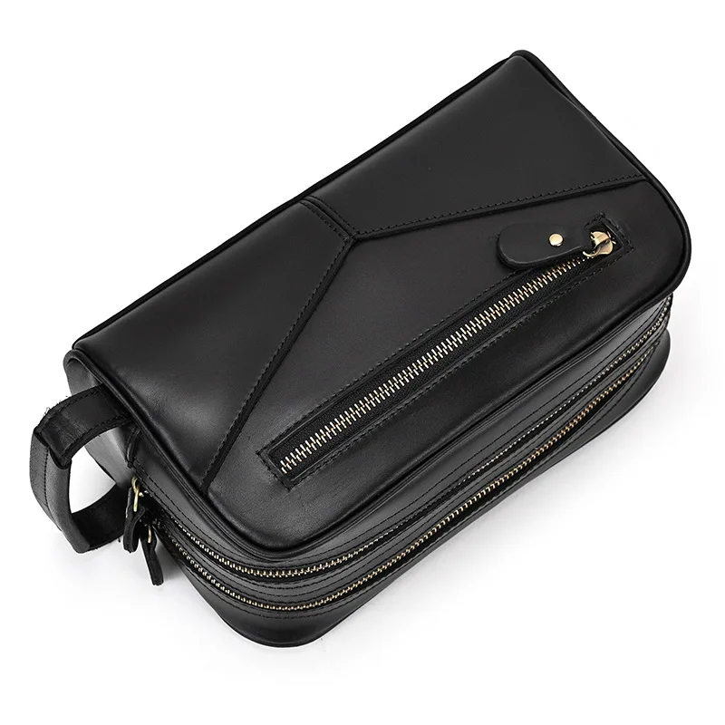 Genuine Leather Clutch Purse Make Up Toiletry Bags Women Man Crazy Horse Leather Cowhide Driver Purse Cosmetic Bag Wash Bags