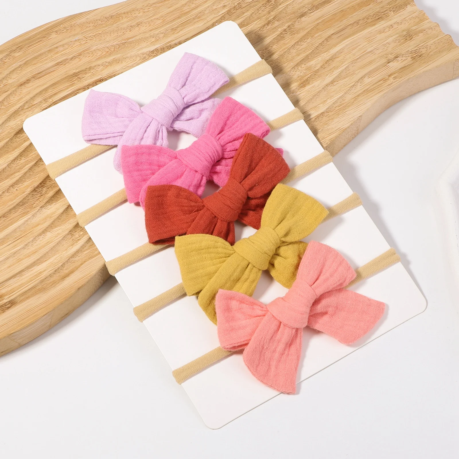 5Pcs/Set Cotton Baby Bows Headband Nylon Headbands Hair Bands for Children Girls Soft Hairband Toddler Newborn Hair Accessories