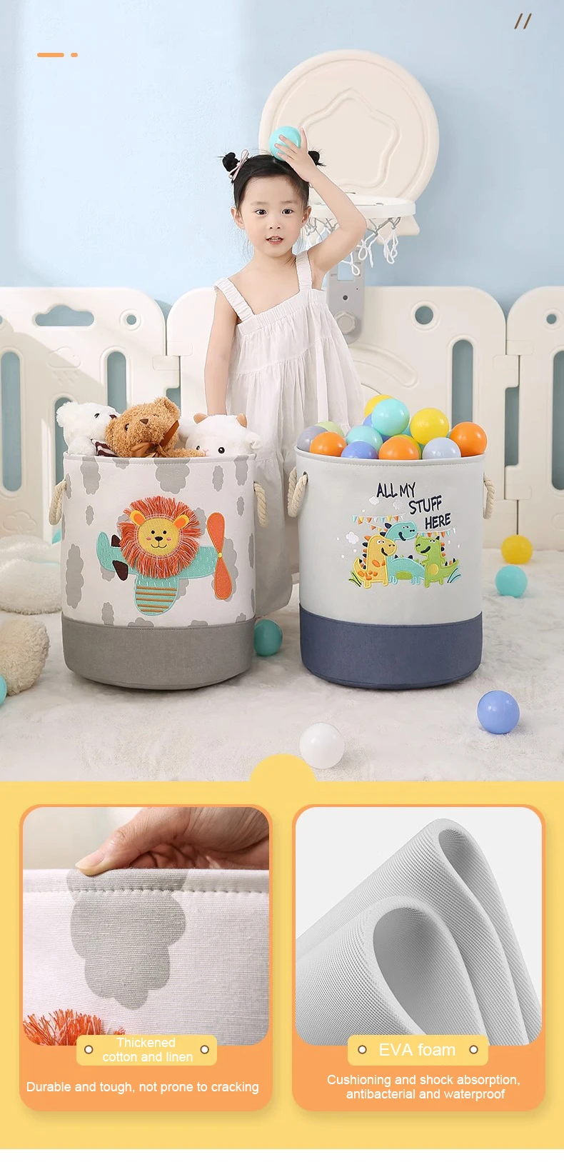 Folding Storage Basket Linen Storage Fabric Wardrobe Office Bedroom Closet Toys Laundry Basket With Handle Storage Organizer New