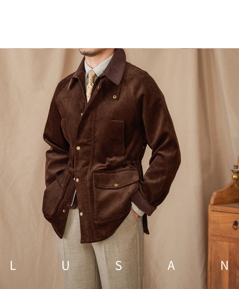 Autumn and Winter Warm Cotton Corduroy Jacket British Light Mature Slim-fit Hunting All-match Retro Jacket for Men