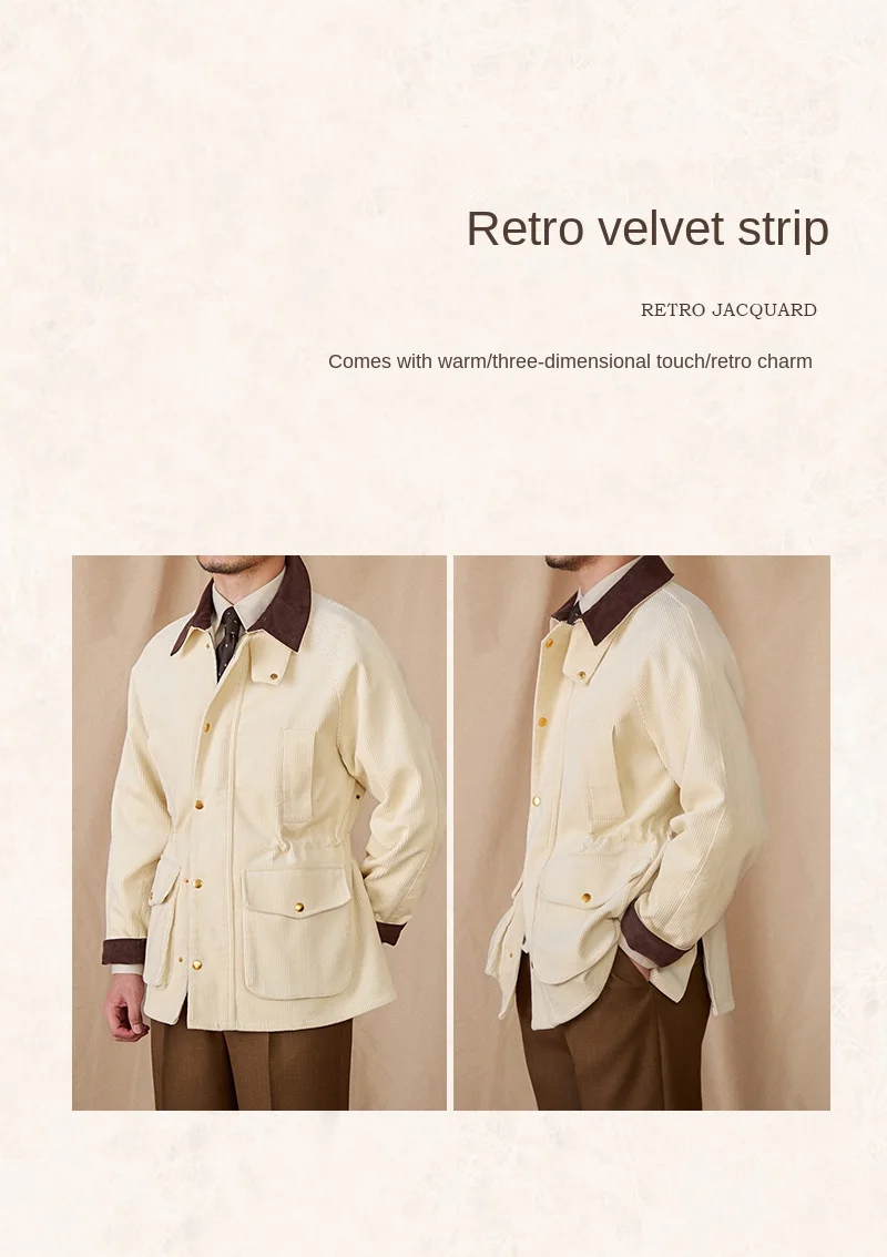 Autumn and Winter Warm Cotton Corduroy Jacket British Light Mature Slim-fit Hunting All-match Retro Jacket for Men