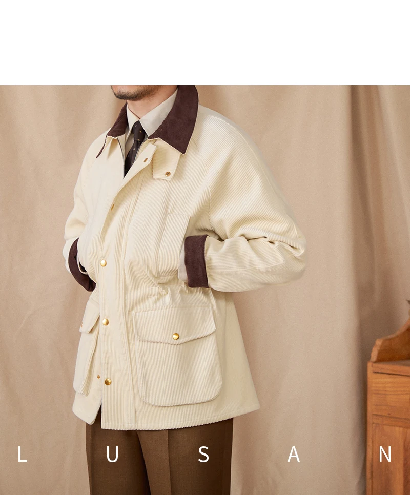 Autumn and Winter Warm Cotton Corduroy Jacket British Light Mature Slim-fit Hunting All-match Retro Jacket for Men