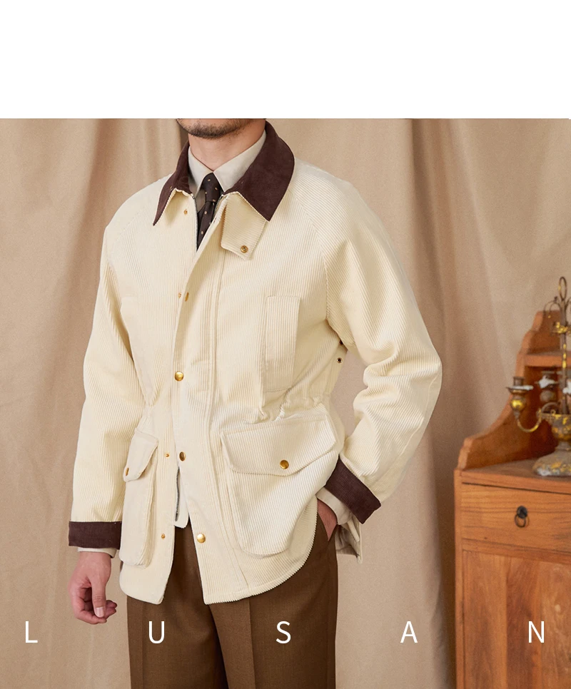 Autumn and Winter Warm Cotton Corduroy Jacket British Light Mature Slim-fit Hunting All-match Retro Jacket for Men